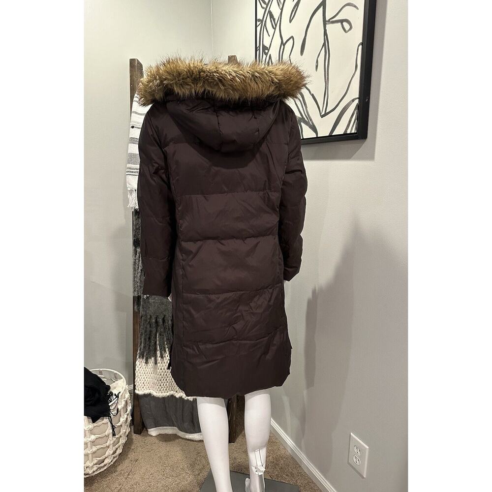Michael Kors Women’s M Down Puffer Parka Winter Coat Hood With Fur Trim Brown - Picture 3 of 16